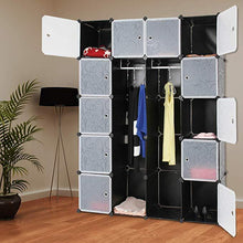 Load image into Gallery viewer, Kleiderschrank mit 14 Fächern Schwarz