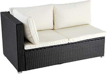 Load image into Gallery viewer, Polyrattan Ecksofa (Schwarz) 130x71x63cm