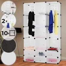 Load image into Gallery viewer, Kleiderschrank mit 12 Fächern Weiß