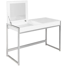 Load image into Gallery viewer, Weisser Schminktisch m. verchromtem Fuss
