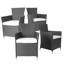 Load image into Gallery viewer, PolyRattan Rattanstuhl braun 4er Set