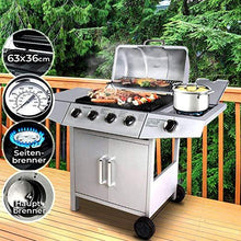 Load image into Gallery viewer, BBQ Gasgrill 4+1 DE/CH/ÖS silber