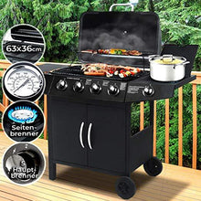 Load image into Gallery viewer, BBQ Gasgrill 4+1 DE/CH/ÖS schwarz