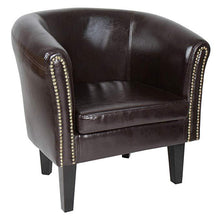 Load image into Gallery viewer, Chesterfield Sessel Hocker Braun Zierknöpfen