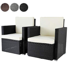Load image into Gallery viewer, Polyrattan Sofa Schwarz 2er