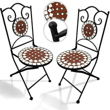 Load image into Gallery viewer, Mosaik Gartenmöbel Set Rund in Terracotta-Schwarz