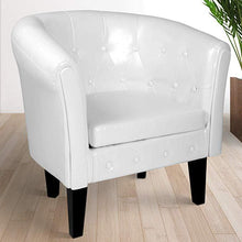 Load image into Gallery viewer, Chesterfield Sessel Hocker Weiß Rautenmuster