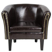 Load image into Gallery viewer, Chesterfield Sessel Hocker Braun Zierknöpfen