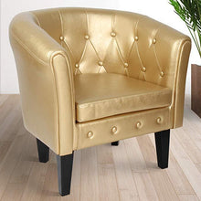 Load image into Gallery viewer, Chesterfield Sessel Hocker Braun Rautenmuster