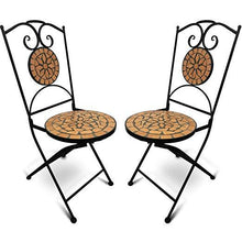 Load image into Gallery viewer, Mosaik Gartenstuhl 2er in Terracotta-Schwarz