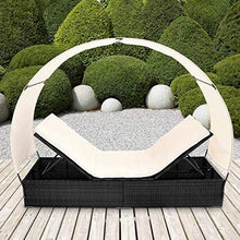 Load image into Gallery viewer, Polyrattan Sonnenliege mit Dach