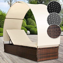 Load image into Gallery viewer, Polyrattan Sonnenliege mit Dach