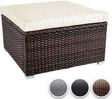Load image into Gallery viewer, Polyrattan Sitzhocker (Braun) 59x59x30cm