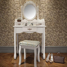 Load image into Gallery viewer, Schminktisch mit Hocker Spiegel Schminkkommode Frisierkommode Frisiertisch Hocker Kosmetiktisch Sc