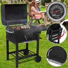 Load image into Gallery viewer, Holzkohlegrill mit Temperaturanzeige Schwarz
