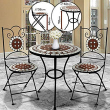 Load image into Gallery viewer, Mosaik Gartenmöbel Set Rund in Terracotta-Schwarz