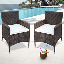 Load image into Gallery viewer, PolyRattan Rattanstuhl braun 2er Set