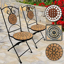 Load image into Gallery viewer, Mosaik Gartenstuhl 2er in Terracotta-Schwarz