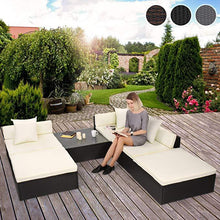 Load image into Gallery viewer, Polyrattan Gartenmöbel 18 tlg (Schwarz)