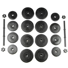 Load image into Gallery viewer, Hantelbank mit 30kg Kurzhanteln, 60kg Langhantel und 30kg Curlhantel
