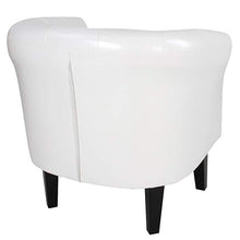Load image into Gallery viewer, Chesterfield Sessel Hocker Weiß Rautenmuster
