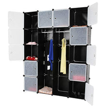 Load image into Gallery viewer, Kleiderschrank mit 14 Fächern Schwarz
