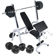 Load image into Gallery viewer, Hantelbank mit 30kg Kurzhanteln + 60kg Langhantel
