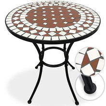 Load image into Gallery viewer, Mosaiktisch Rund in Terracotta-Schwarz
