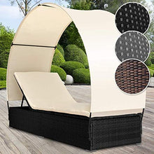 Load image into Gallery viewer, Polyrattan Sonnenliege mit Dach
