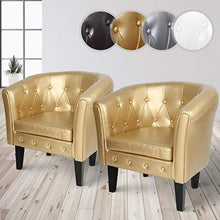 Load image into Gallery viewer, Chesterfield Sessel 2er Gold Rautenmuster

