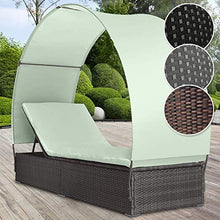 Load image into Gallery viewer, Polyrattan Sonnenliege mit Dach
