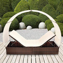 Load image into Gallery viewer, Polyrattan Sonnenliege mit Dach
