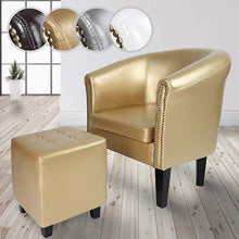 Load image into Gallery viewer, Chesterfield Sessel Hocker Gold Zierknöpfen
