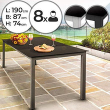 Load image into Gallery viewer, Gartentisch Alu hellgrau schwarz 190x87cm
