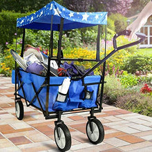 Load image into Gallery viewer, Bollerwagen blue- stars roof
