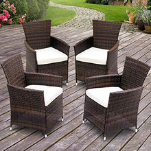 Load image into Gallery viewer, PolyRattan Rattanstuhl05 braun 4er Set
