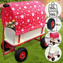 Load image into Gallery viewer, Bollerwagen mit Dach 100kg Rot mit Sterne
