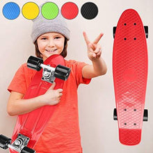 Load image into Gallery viewer, Retro-Skateboard aus Kunststoff-rot
