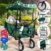 Load image into Gallery viewer, Bollerwagen green- stars roof
