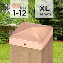 Load image into Gallery viewer, Pfostenkappen Kupfer 141mm 10er Set
