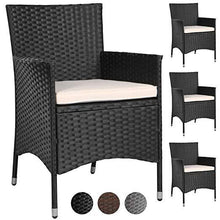 Load image into Gallery viewer, PolyRattan Rattanstuhl schwarz 4er Set
