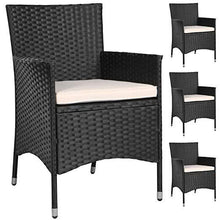 Load image into Gallery viewer, PolyRattan Rattanstuhl schwarz 4er Set
